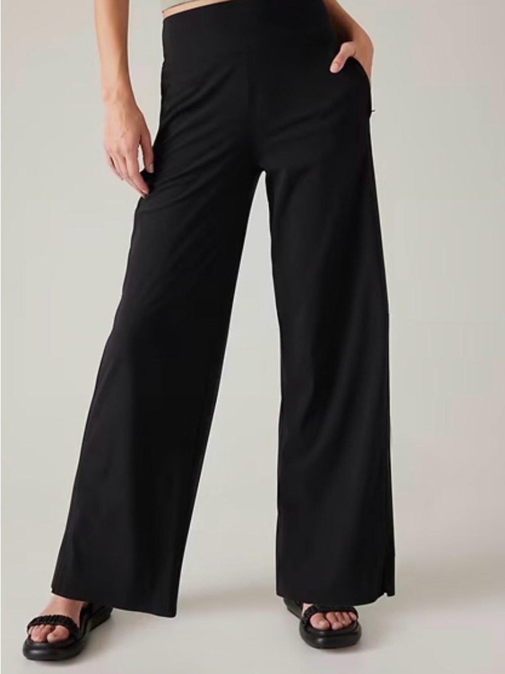Athleta Cosmic Pull-On Wide Leg Pants with zipper pockets. 26 inch inseam.